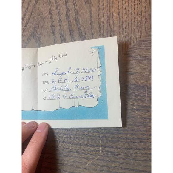 Laughing Blindfolded Girl and Boy, Please Come to a Birthday Party, 1950 - Picture 3 of 3